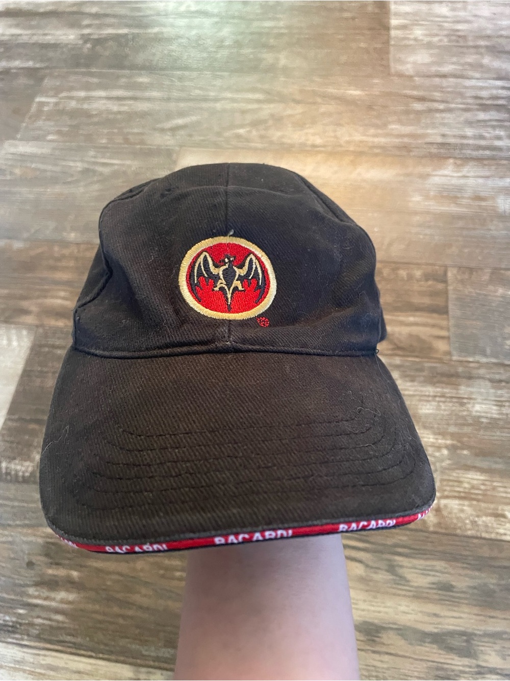 Bacardi Black Baseball Cap with Embroidered Bat Badge